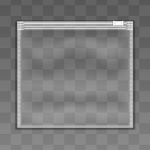 Mockup of square plastic zipper bag isolated on transparent background vector illustrationxa