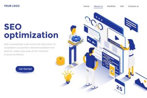 Modern flat design isometric concept of seo optimization for website and mobile website. landing page template. easy to edit and customize. vector illustration