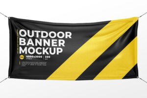 Outdoor textile banner mockup