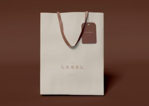 Paper bag with label mockup