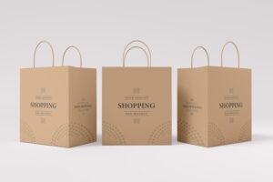 Paper shopping bag branding mockup