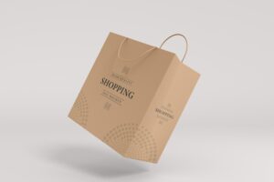 Paper shopping bag branding mockup