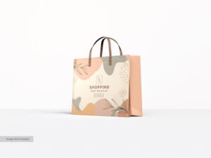 Paper shopping bag branding mockup