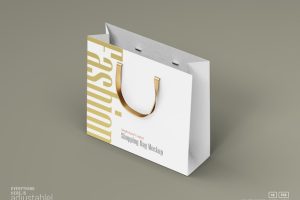 Paper shopping bag mockup perspective view