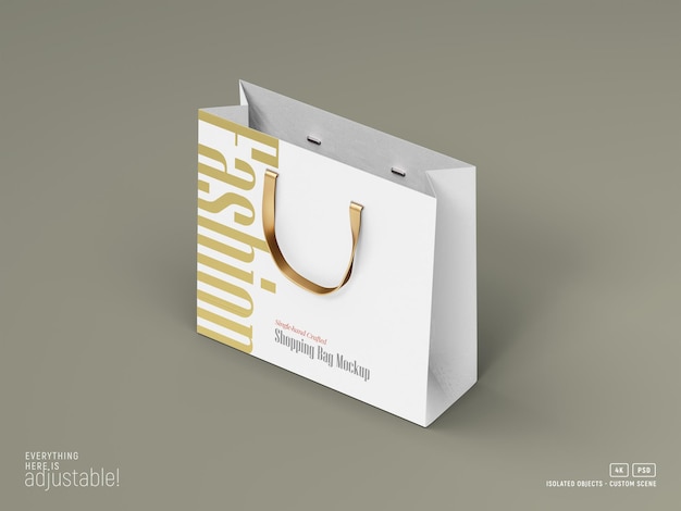 Paper shopping bag mockup perspective view