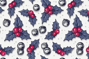 Pattern wallpaper with new year or christmas holly