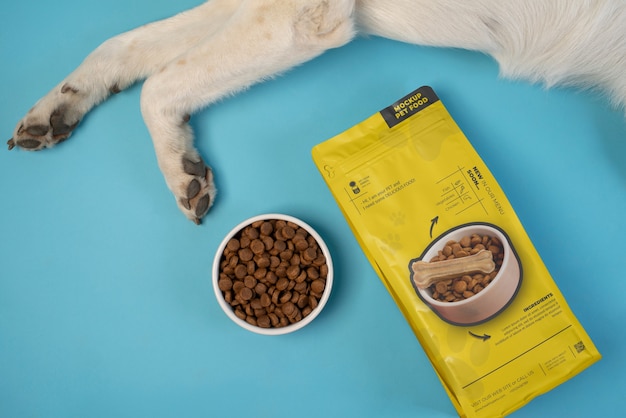Pet food bag mock-up with dog