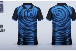 Polo shirt or collar shirt mockup template design spiral pattern