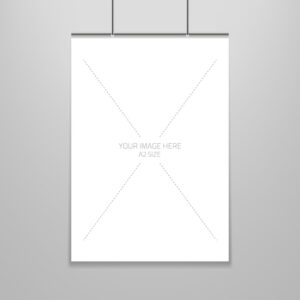 Poster template of a blank paper sheet in frame