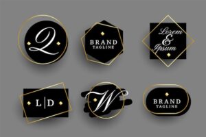 Premium black golden logo monograms set