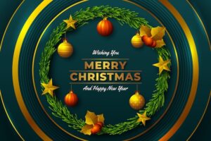 Realistic christmas background with wreath