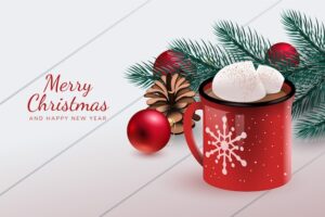 Realistic christmas hot chocolate illustration