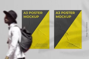 Realistic poster mockup with shadow overlay
