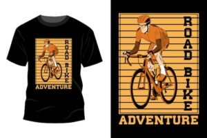Road bike adventure t-shirt mockup design vintage retro