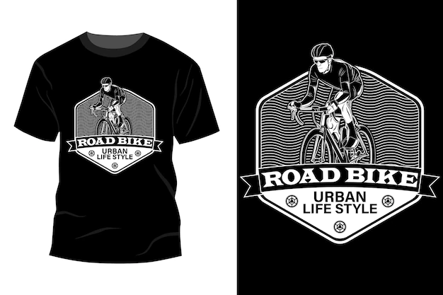 Road bike urban life style t-shirt mockup design silhouette