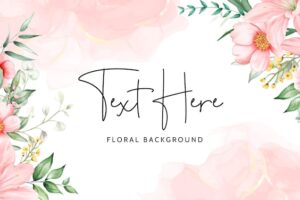 Romantic floral watercolor background template