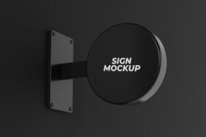 Round business street sign mockup