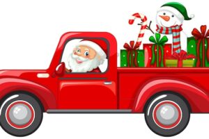 Santa driving car to delivery christmas gifts