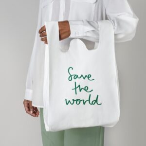 Save the world reusable grocery bag mockup