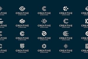 Set of creative monogram initial letter c. modern minimal logo design template.