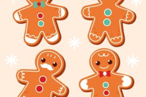Set of cute gingerbread cookies for christmas with man, vector illustration.