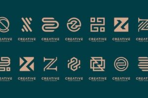 Set of monogram letter z gold color logo design templates.