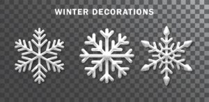 Snowflakes set realistic white sparkling snowflakes isolated on transparent background christmas decoration vector illustration