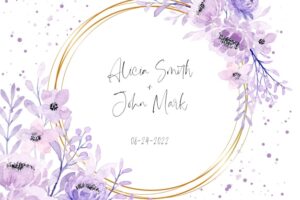 Soft purple floral watercolor frame with dots