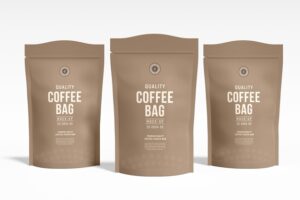Stand up coffee pouch bag packaging mockup