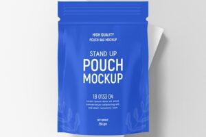 Stand up glossy foil pouch bag packaging mockup
