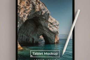 Tablet mockup with stylus