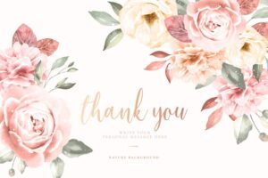 Thank you card with vintage floral frame