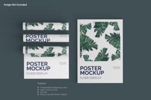 Top view on poster or flyer mockup