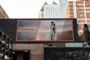 Valentine's day billboard with mock-up