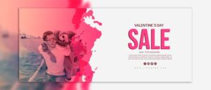 Valentines day sale banners mockup