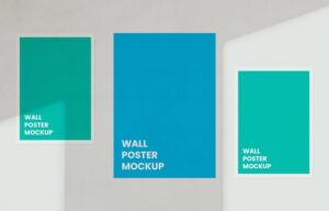 Wall poster mockup with shadow overlay