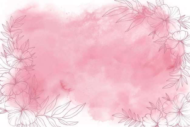 Watercolor background with hand drawn elements