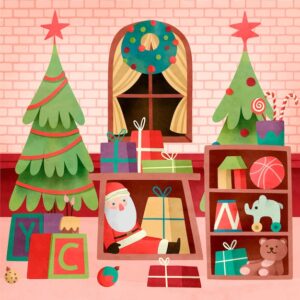 Watercolor christmas santa workshop illustration