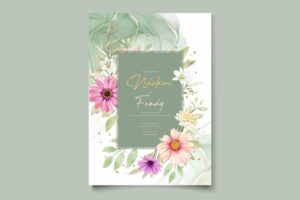 Watercolor chrysanthemum wedding invitation card set