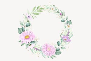 Watercolor daisy floral wreath design