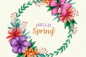 Watercolor lovely spring floral frame