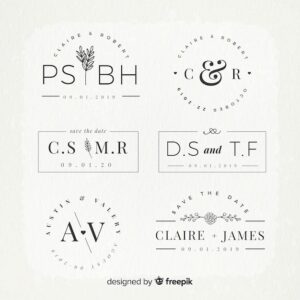 Wedding monogram logo templates collection