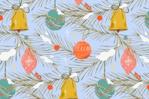 Winter holiday background, christmas seamless pattern, cute illustration vector