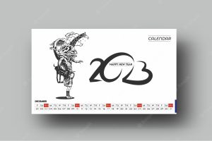 2023 calendar happy new year december design pattern