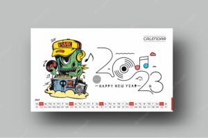 2023 calendar happy new year july design pattern