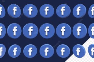 3d facebook icon set in many different angles isolated