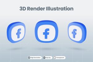 3d icon facebook social media logo isolated render