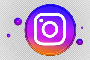 3d instagram realistic logo rendering icon with ball transparent background png image clipping mask
