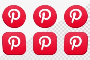 3d pinterest logo icon in circle and square frames for social media icons network platforms logos