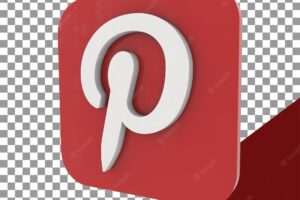 3d pinterest logo in square shape for social media. high-quality pinterest button illustration.